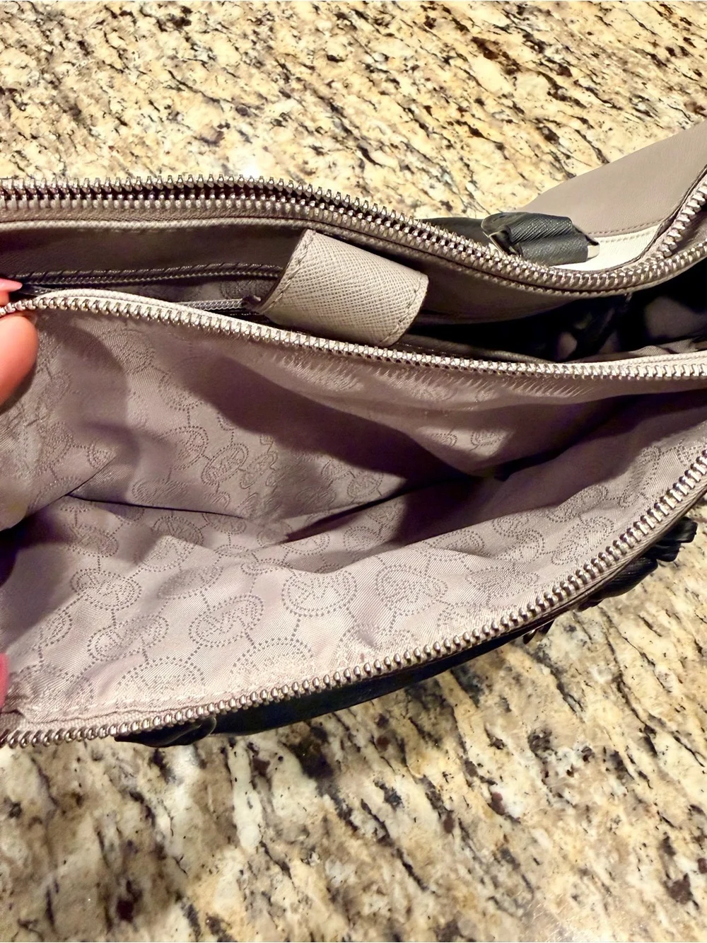 Michael Kors Sutton Black, White & Light Gray Colorblock Satchel